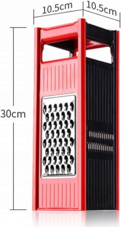 Квадратна терка з нержавіючої сталі, терка для сиру або сторони, нержавіюча сталь, кухонне ремесло, просте у використанні та для їжі, овочі, імбир, червоний (колір Rosso)
