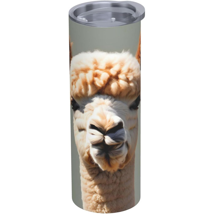 Кухоль з прямою трубочкою, дизайн альпаки-аватара, друкований, дорожній кухоль, підходить для кемпінгу, офісу та дому, 590 мл