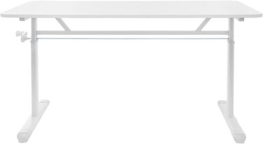 Стіл з регульованою висотою для домашнього офісу, стіл з ручним регулюванням висоти та ручкою, 120x60 см, для сидіння та стояння, вантажопідйомність до 100 кг, білий