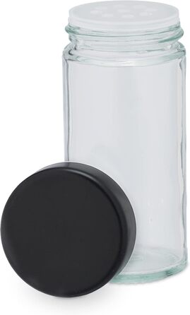 Підставка для спецій Relaxdays з 12 баночками для спецій, що можна багаторазово наповнювати, зі вставкою-шейкером, обертовою каруселью для спецій, нержавіюча сталь, чорна