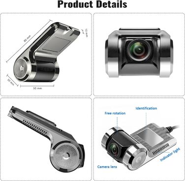 Автомобільний відеореєстратор CAMECHO Mini для автомобільного радіо для Android, USB DashCam Car з автомобільною камерою 170 з шир