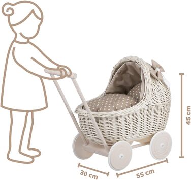 Плетені коляски для ляльок з постільною білизною ідеальна ідея для подарунка плетені коляски для ляльок красива іграшка з лози пле