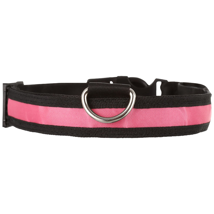 Світловідбиваючий LED-нашийник для собак KABB SUN-46-06, акумуляторний, безпека для улюбленців, водонепроникний, регульований (до 65 см), рожевий