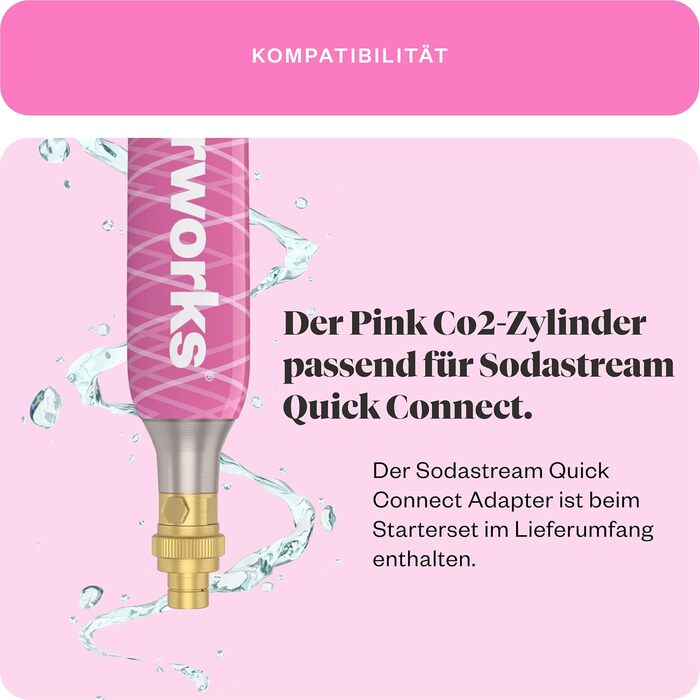 Водопровід Рожевий 3 шт. циліндр CO2 адаптер (підходить для Sodastream Quick Connect) Стартовий набір