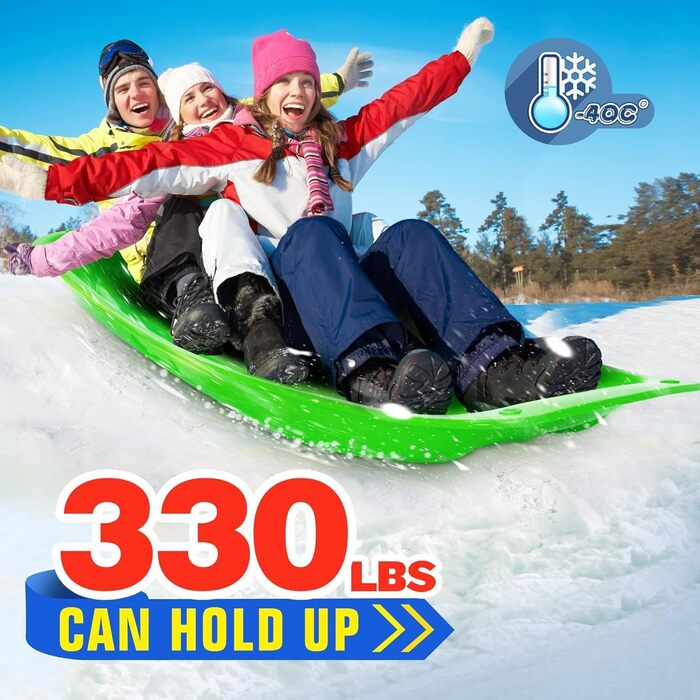Санки Popolic 2 шт. и бобслей дорослі та дитячі, пластикові санки 86 см з мотузкою, санки пластикові для снігу, піску та трави чер
