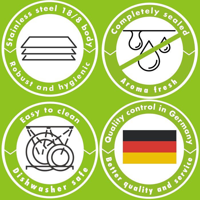 Контейнер для зберігання продуктів Always з нержавіючої сталі Герметичний та 100 герметичний, придатний для миття в посудомийній машині, духовці та морозильній камері Великий контейнер для приготування їжі, розстойки тіста, маринування (6 літрів)