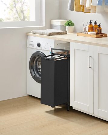 Кошик для білизни VASAGLE, збірник для білизни з полицею, ящик для білизни, мішок для білизни зі знімної тканини Oxford, металевий