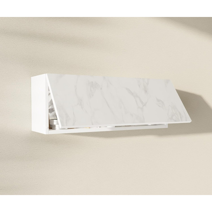 Шафа для ванної кімнати PLATAN ROOM шириною 80/120/160/200/240, меблі для ванної кімнати, настінна шафа з відкидними дверцятами, глянцевий матовий білий (білий матовий/мармуровий глянець, 80 x 30 x 25 см), білий матовий/мармуровий глянець, 80 x 30 x 25 см