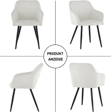 Обідні стільці CLIPOP, Комплект з 4 предметів, Крісла, Сидіння Teddy Boucle Beige, М&39які стільці для їдальні, кухні, вітальні (4, Boucle Beige) Комплект з 4 предметів Boucle Fog White