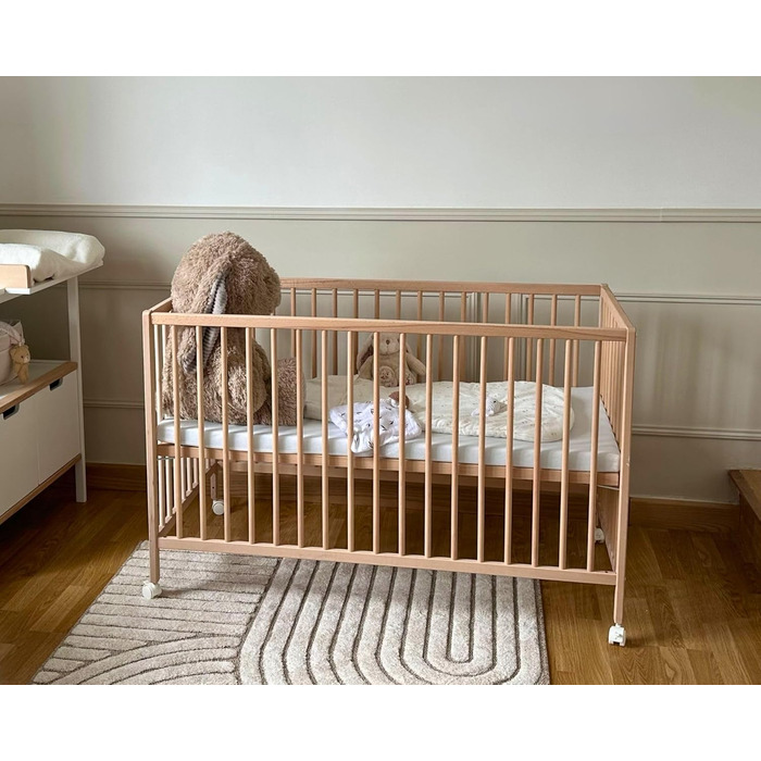 Дерев&39яне дитяче ліжко для сну 60x120 см Біле LIO Дитяче ліжко для сну Від народження Регульована висота Один розмір, рейкова основа, біла, 23 WEBABY -