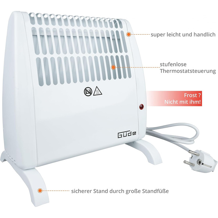 Потужність опалення 450-520 Вт, макс. об&39єм приміщення 10 м, плавно регульований термостат, функція захисту від замерзання, захист від перегріву, великі ніжки, безшумне конвекційне опалення) Одинарний, 520 (