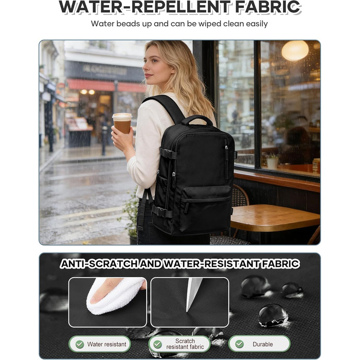 Вакуумний рюкзак BJLFS, ручна поклажа Ryanair 40x30x20, великий дорожній рюкзак, ручна поклажа для літака, рюкзак з подушкою безпеки та вакуумним насосом, сумка для літака з вакуумною системою, ручна поклажа для 14-дюймового ноутбука A01-чорний Ryanair/Wi