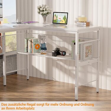 Г-подібний ігровий стіл, 14117x76 см, комп&39ютерний стіл з відділенням для зберігання речей, офісний стіл з двостороннім кутовим столом для навчання, ігровий, домашній офіс, білий