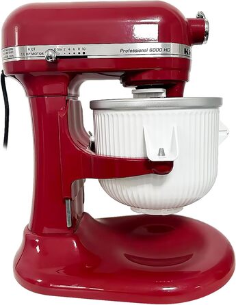 Насадка для морожениці Gdrtwwh для міксера Kitchenaid, морожениці та сорбет-желато, підходить для підйомника чаші Kitchenaid 4.3 л і 4.8 л (можна мити в посудомийній машині)