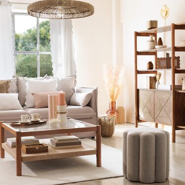 Пуф у формі квітки, бежевий 38 x 40 см, богемний стиль Додаткові місця для сидіння у вітальні та спальні