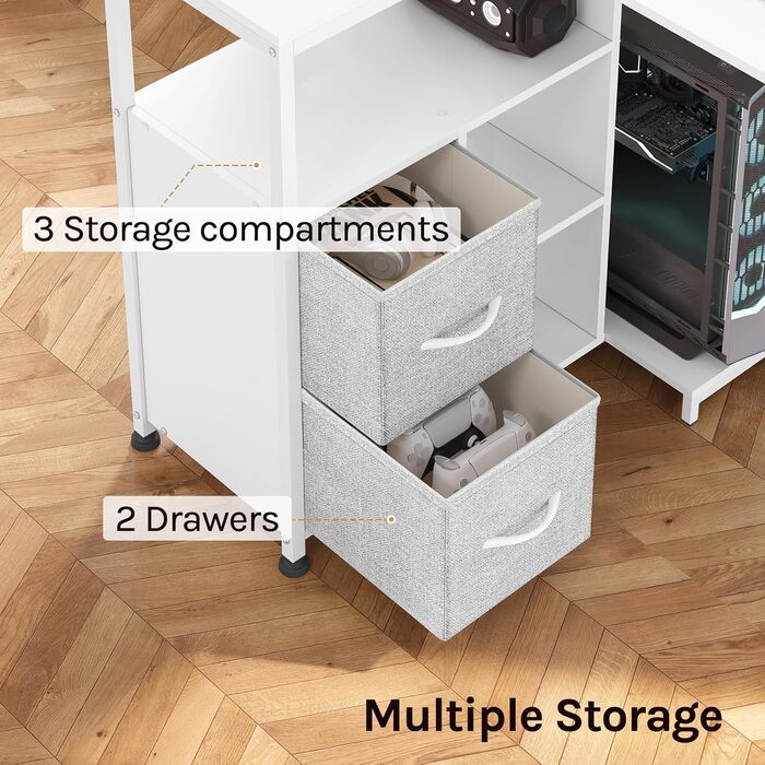 Комп&39ютерний стіл WOLTU кутовий білий з розетками USB-AC - 120x80x75 см змінна полиця та підключення живлення, металевий каркас