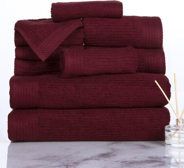 Набір ребристих рушників Lavish Home, 100 бавовна, бордово-червоний, 10 предметів, бордові кольори