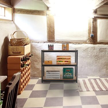 Міцний стелаж Relaxdays, ВxШxГ 180x100x60 см, 5 полиць, сталь, чорний Вантажопідйомність 1250 кг, вставний, для підвалу, гаража