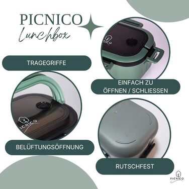 Преміум ланчбокс для дітей 1200 мл, двоповерховий, з 6 відділеннями, зелений (без BPA) контейнер для сніданків та перекусів з ложкою та виделкою ідеально підходить для дитячого садка та школи, можна мити в посудомийній машині, герметичний