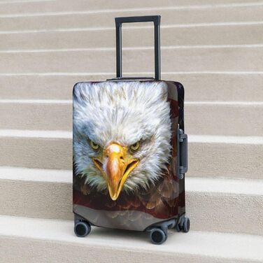 Чохол для валізи, дизайн Американський прапор з орлом, міцний захист валізи, підходить для багажу розміром 45,7 - 81,3 см, розмір XL, Чорний, X-Large