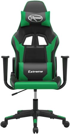 Ігрове крісло, чорно-зелена штучна шкіра, офісне крісло, ігрове крісло, обертове крісло, стілець для столу - 3143690