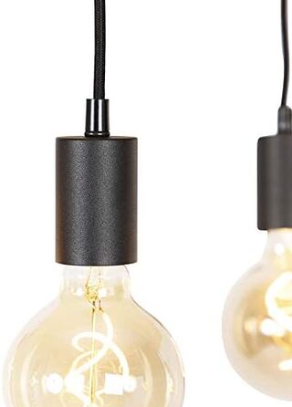 Промисловий I Вінтажний I Промисловий I Вінтажний I Підвісний світильник I Підвісний світильник чорного кольору з деревом, 5 ламп - Полиця I Вітальня I Спальня - Прямокутний I Довгастий - Сумісний зі світлодіодами