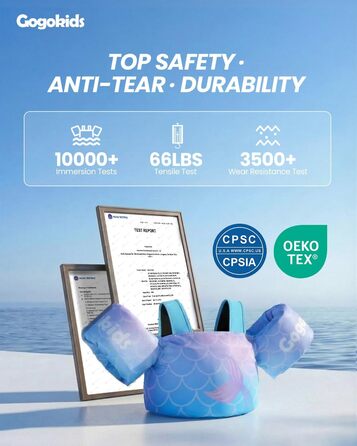 Дитячий плавальний жилет Gogokids з крильцями для плавання для немовлят - зручний плавальний жилет з наручниками для дітей 1-6 років, 24-66 фунтів/11-30 кг, тренувальний плавальний жилет із запобіжною пряжкою та нарукавниками 1-3 роки, 11-15 кг, градієнтн