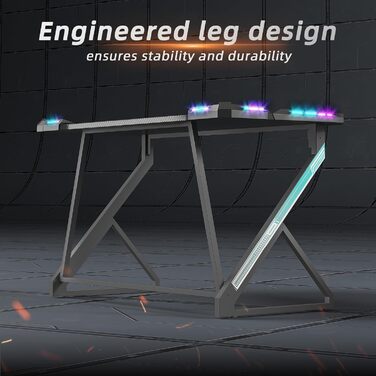 Ігровий стіл BEXEVUE, 100 x 60 см, МДФ / сталь / вуглецеве волокно, чорний