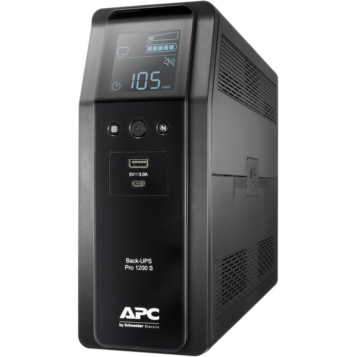 Резервний ДБЖ APC by Schneider Electric PRO UPS 900 ВА потужністю 900 ВА - BR900G-GR - включно зі страхуванням захисту пристрою вартістю 150 000 євро (5 - функція енергозбереження, багатофункціональний дисплей) (живлення 1200 ВА - модель SI, IEC - виходи 