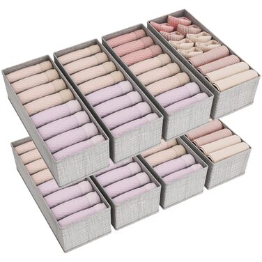 Набір Lifewit з 8 предметів подвійний органайзер Hemnes для комода зі стабільною основою, органайзер для пеленального столика, органайзер для гардеробу, система організації шухляд для пеленального приладдя, дитячого одягу, футболок, спідньої білизни, 8 дл