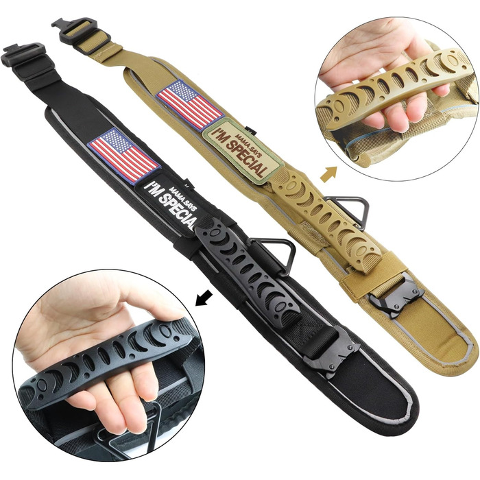 Тактичний нашийник для собак, міцний, світловідбиваючий нашийник з ручкою, широкий нашийник для середніх та великих порід, ширина 6,6 см, військовий нашийник з регульованим обхватом шиї 44-64 см, чорний