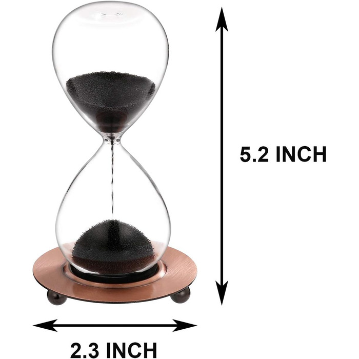 Пісочний годинник SuLiao для Uten, Поворотний на 720, Старовинний білий пісочний годинник, Вінтажний пісочний годинник 1 Hora Reloj de Arena, Великий метал, Пісочний годинник, Офіс, Письмовий стіл, Дім, Весільне оформлення (Магнітний пісок, 2 хв)