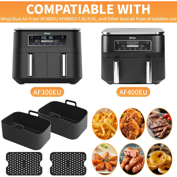 Аксесуари для фритюрниці Ninja, 10 шт. аксесуарів Ninja Af300eu Af400eu Foodi Dual Zone, 7.6L-9.5L Аксесуари для фритюрниці Ninja