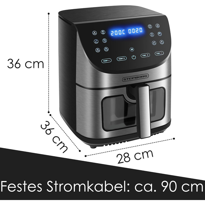 Аерофритюрниця 8 літрів Аерофритюрниця Міні-піч 4 в 1 Фритюрниця Дегідратор Гриль, Запікання, Зневоднення, Смаження Фритюрниця без олії Аерофритюрниця Конвекційна піч Гриль з гарячим повітрям