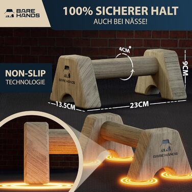 Ручки для віджимань BARE HANDS 2 дерев&39яні ручки для віджимань, що не ковзають та не захищають суглоби модель обладнання для калістеніки S