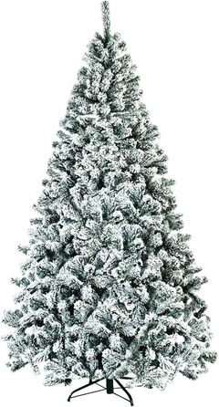 Штучна ялинка COSTWAY 180/225 см зі снігом, ялинка з металевою підставкою, ПВХ голки, складна штучна ялинка, ідеально підходить для дому, офісу, магазинів та готелів (225 см) 225 см