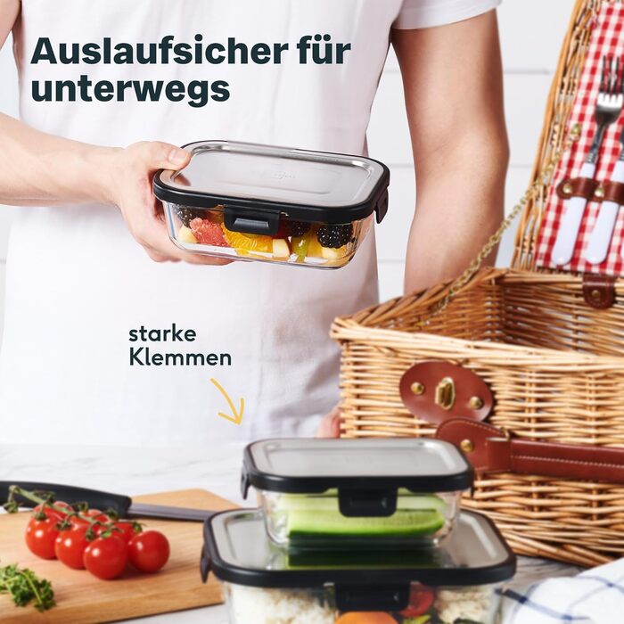 Скляний контейнер для зберігання продуктів SILBERTHAL 1 л - з кришкою з нержавіючої сталі - герметичний - також доступний у комплекті 1 л