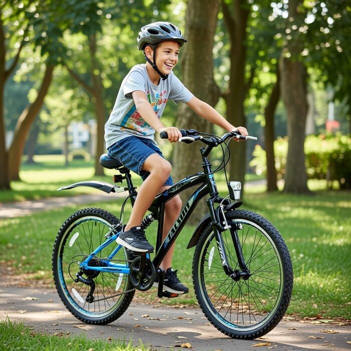 Гірський велосипед Talson 26 дюймів з повною підвіскою та освітленням, 21 швидкість, OXT чорний