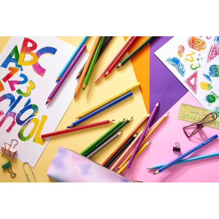 Набір кольорових олівців для дітей та дорослих, 24 предмети, трикутні, стійкі до зламування, включаючи 4 неонові кольори та 2 олівці 1842 Promoset, 201540 -