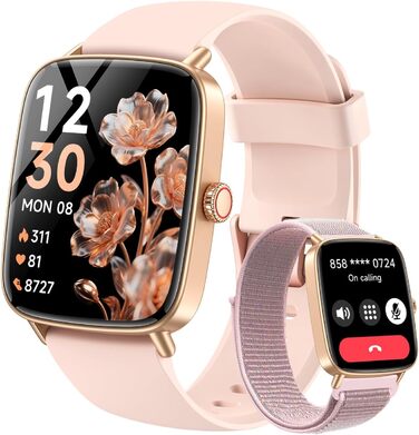 Жіночий смарт-годинник Gydom з функцією телефону 1,85 дюйма HD 2 браслети фітнес-годинник фітнес-трекер серцевого ритму/SpO2/сон/IP68 водонепроникний спортивний годинник крокомір для Android iOS рожевий 1,85 рожевий
