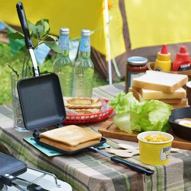 Тостер для сендвічів TAMUME з рифленою поверхнею Антипригарна машина для тортів із міцною ручкою, сендвіч-машина для тостів підходить для використання на плиті (рифлена поверхня)