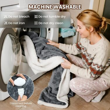 Електрична ковдра з підігрівом XXL 200x180 см, з автоматичним вимкненням, 6 режимів нагріву, для ліжка та дивана, із захистом від перегріву, можна прати 200180 см