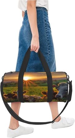 Спортивна сумка, дорожня сумка, сумка для подорожей, з принтом корівки, сумка на нічліг, чорна, універсальний розмір