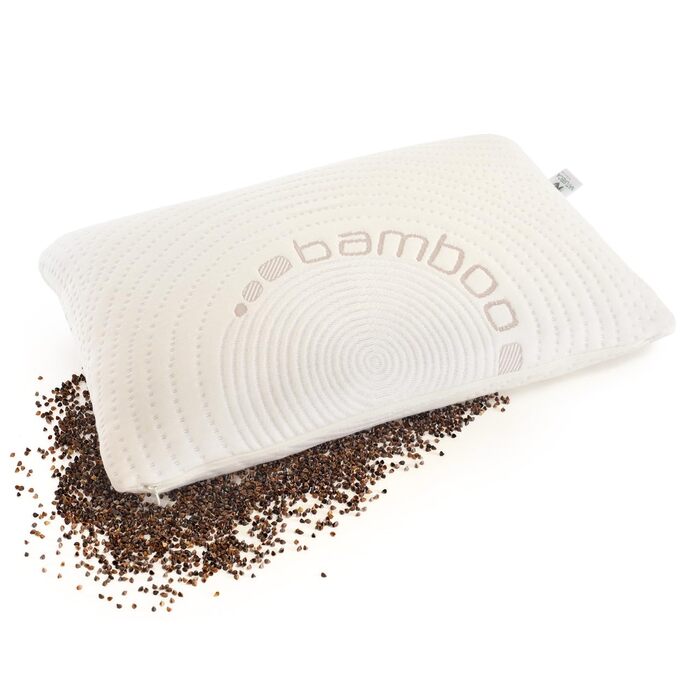 Гречана подушка, подушка для шиї, гречана подушка для голови від болю в шиї, подушка для сну на боці з бамбуковими наволочками, подушка для підтримки шиї з гречаної лушпиння, ортопедична подушка (40x60 см)