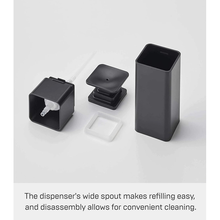 Баштовий дозатор мила під тиском, чорний, смола PETG/поліпропілен/поліетилен/силікон, мінімалістичний, 5,5 x 5,5 x 18,5 см, 5214