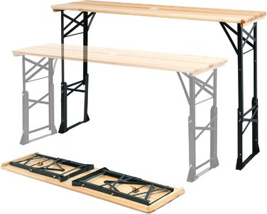 Пивний стіл KOMFOTTEU з регульованою висотою (75 см-105 см), складаний стіл-намет для пива з отвором для парасольки, стіл для пікніка, розкладний стіл, фуршетний стіл для саду, вечірки, 168,5 x 50 см (Д x Ш)