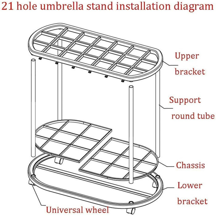 Підставка для парасольок MYVVKIA, підставка для парасольок для готельного бізнесу, 21 отвір і 10 гачків з універсальними колесами, підставка для парасольки, знімна і проста в збірці