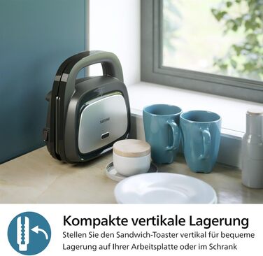 Бутербродниця Philips серії 5000, 750 Вт, паніні, вафлі, сендвіч-панелі, чорний/сріблястий (HD2350/80)