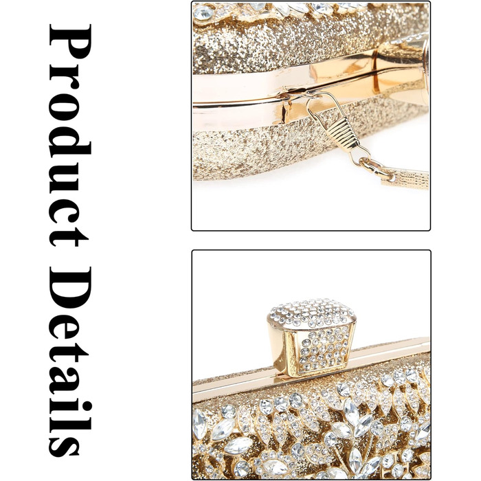 Жіночий клатч з блискучими стразами, блискуча вечірня сумка через плече для весіль, вечірок та випускних вечорів 26-золотий