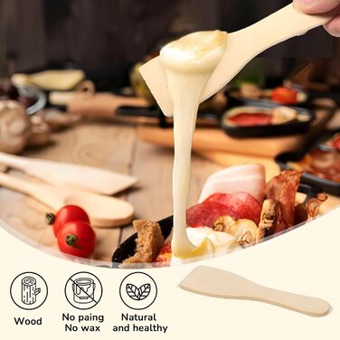 Сковороди-раклети Mini 8Pcs Сковороди-гриль з антипригарним покриттям Сковороди-гриль Квадратний міні-раклет-гриль з 8 дерев'яними лопатками для універсального електричного гриля Сирні яйця